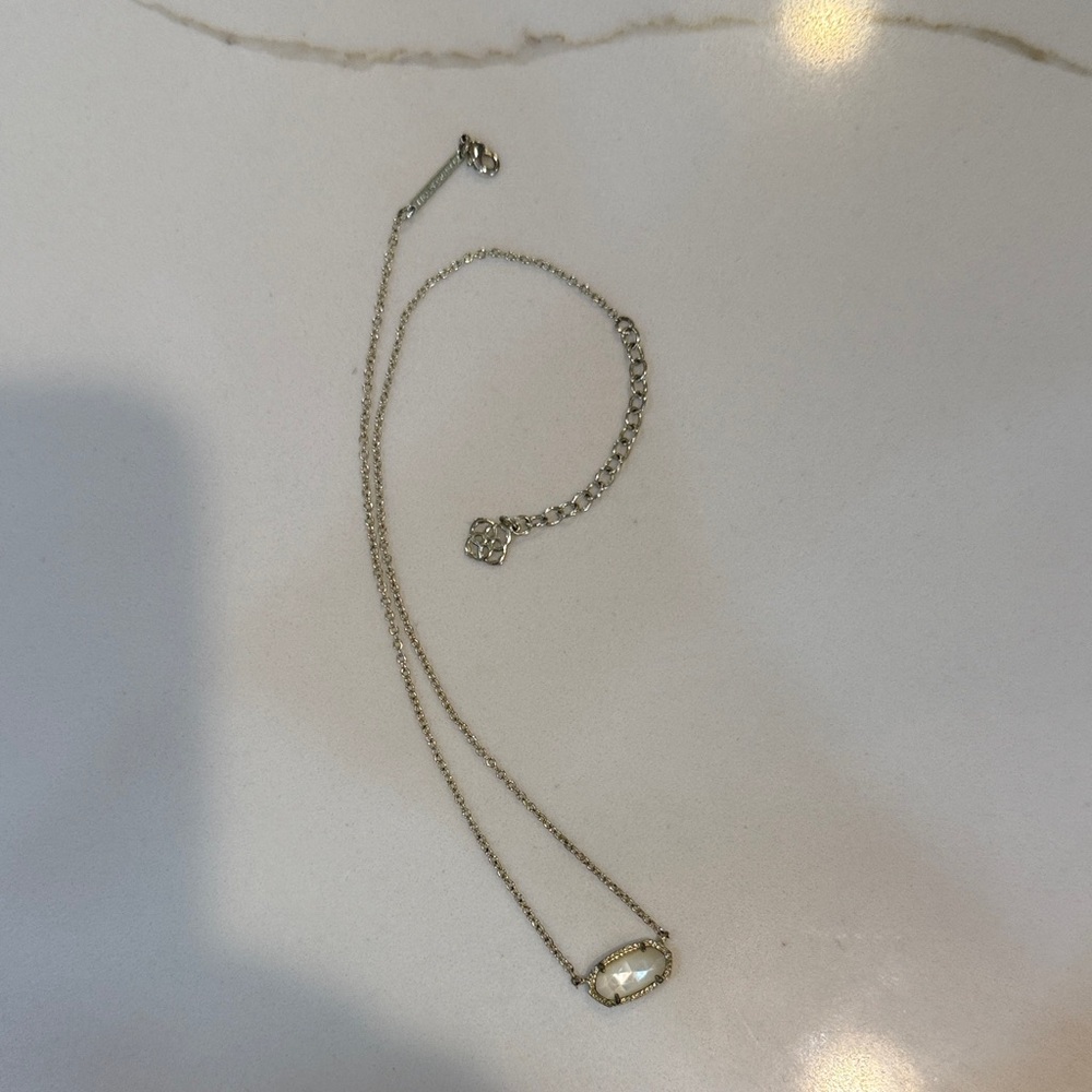 Kendra Scott Gold Necklace with White/Cream Stone
